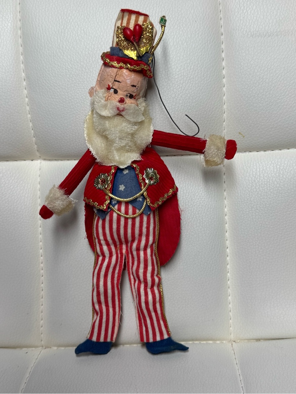 Vintage Japan Uncle Sam
Patriotic Christmas Ornament
Posable Doll
